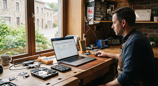 Diagnostic d'un ordinateur sur un plan de travail